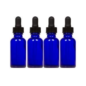4pk 2oz Cobalt Blue Glass Bottles with Glass Eye Droppers